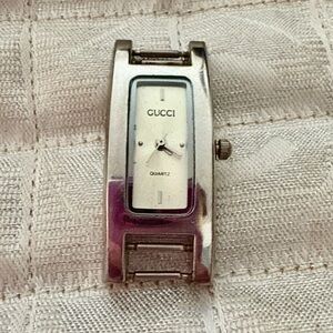 Gucci Metallic Silver Rectangular Watch
